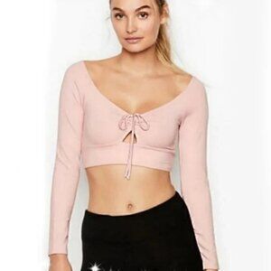 Victoria's Secret Dusty Pink Bustier Front Ruched Crop Top Size L